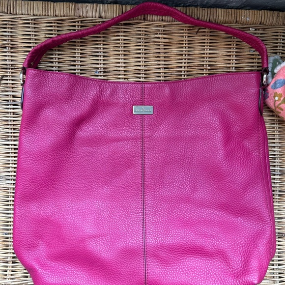 Cole Haan Pink Leather Hobo Bag with Seam Detail